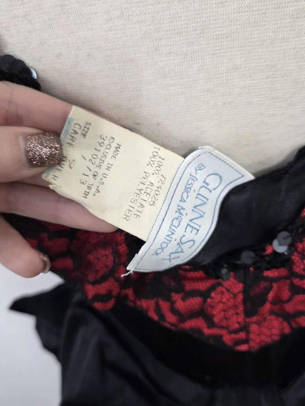 Vintage 80s Jessica McClintock Gunne Sax prom dress red black goth vamp size 9 - Picture 7 of 7